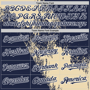 Custom Cream Navy-White 3D Pattern Design Abstract Brush Stroke Authentic Baseball Jersey