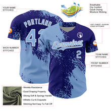 Load image into Gallery viewer, Custom Light Blue Dark Purple-White 3D Pattern Design Abstract Brush Stroke Authentic Baseball Jersey
