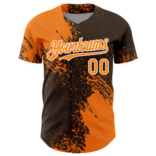 Load image into Gallery viewer, Custom Bay Orange Brown-White 3D Pattern Design Abstract Brush Stroke Authentic Baseball Jersey
