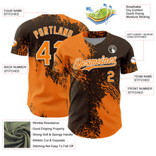 Load image into Gallery viewer, Custom Bay Orange Brown-White 3D Pattern Design Abstract Brush Stroke Authentic Baseball Jersey
