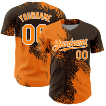 Load image into Gallery viewer, Custom Bay Orange Brown-White 3D Pattern Design Abstract Brush Stroke Authentic Baseball Jersey
