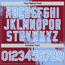 Load image into Gallery viewer, Custom Light Blue Crimson-White 3D Pattern Design Abstract Brush Stroke Authentic Baseball Jersey

