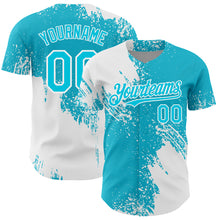Load image into Gallery viewer, Custom White Lakes Blue 3D Pattern Design Abstract Brush Stroke Authentic Baseball Jersey
