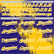Load image into Gallery viewer, Custom Yellow Dark Purple-White 3D Pattern Design Abstract Brush Stroke Authentic Baseball Jersey
