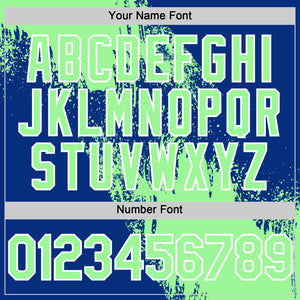 Custom Pea Green Royal-White 3D Pattern Design Abstract Brush Stroke Authentic Baseball Jersey