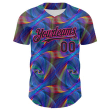 Load image into Gallery viewer, Custom Black Hot Pink 3D Pattern Design Rave Psychedelic Fractal Style Authentic Baseball Jersey
