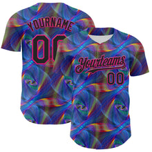 Load image into Gallery viewer, Custom Black Hot Pink 3D Pattern Design Rave Psychedelic Fractal Style Authentic Baseball Jersey
