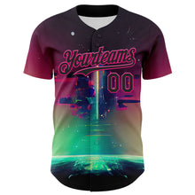 Load image into Gallery viewer, Custom Black Hot Pink 3D Pattern Design Rave Psychedelic Universe Authentic Baseball Jersey
