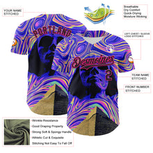Load image into Gallery viewer, Custom Purple Black-Hot Pink 3D Pattern Design Rave Psychedelic Fluid Art Pyramid Authentic Baseball Jersey
