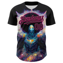 Load image into Gallery viewer, Custom Black Hot Pink 3D Pattern Design Rave Psychedelic Alien Authentic Baseball Jersey
