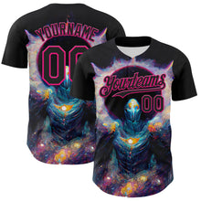 Load image into Gallery viewer, Custom Black Hot Pink 3D Pattern Design Rave Psychedelic Alien Authentic Baseball Jersey
