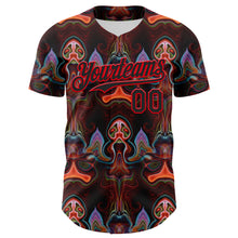Load image into Gallery viewer, Custom Brown Black-Fire Red 3D Pattern Design Rave Psychedelic Fluid Art Authentic Baseball Jersey
