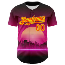 Load image into Gallery viewer, Custom Purple Orange-Light Yellow 3D Pattern Design Rave Psychedelic Futuristic Music Authentic Baseball Jersey
