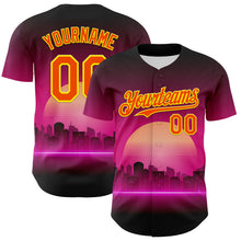 Load image into Gallery viewer, Custom Purple Orange-Light Yellow 3D Pattern Design Rave Psychedelic Futuristic Music Authentic Baseball Jersey
