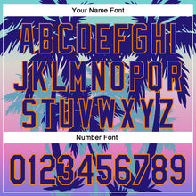 Load image into Gallery viewer, Custom Dark Purple Bay Orange 3D Pattern Design Rave Psychedelic Tropical Palm Tree Authentic Baseball Jersey
