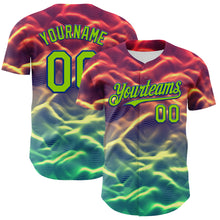 Load image into Gallery viewer, Custom Black Neon Green-Royal 3D Pattern Design Rave Psychedelic Tiny Spot Authentic Baseball Jersey
