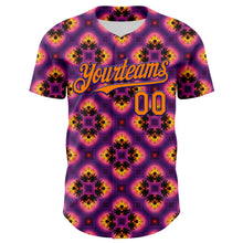 Load image into Gallery viewer, Custom Purple Bay Orange-Dark Purple 3D Pattern Design Rave Psychedelic Flower Authentic Baseball Jersey
