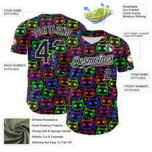 Load image into Gallery viewer, Custom Black White 3D Pattern Design Rave Psychedelic Neon Cartoon Cat Authentic Baseball Jersey
