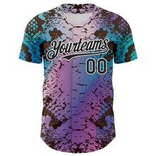 Load image into Gallery viewer, Custom Pink Black-White 3D Pattern Design Rave Psychedelic Snakeskin Authentic Baseball Jersey
