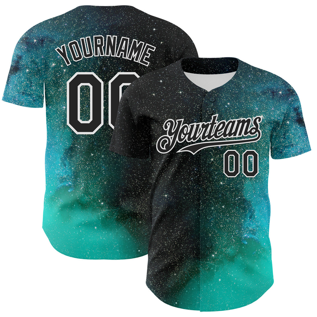 Custom Black White 3D Pattern Design Rave Psychedelic Space Galaxy Star Authentic Baseball Jersey