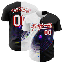 Load image into Gallery viewer, Custom Black White-Red 3D Pattern Design Space Galaxy Star Authentic Baseball Jersey

