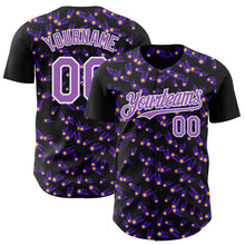 Load image into Gallery viewer, Custom Black Medium Purple-White 3D Pattern Design Galaxy Star Meteor Authentic Baseball Jersey
