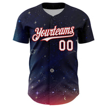 Load image into Gallery viewer, Custom Navy White-Red 3D Pattern Design Space Galaxy Star Authentic Baseball Jersey
