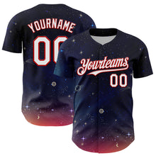 Load image into Gallery viewer, Custom Navy White-Red 3D Pattern Design Space Galaxy Star Authentic Baseball Jersey
