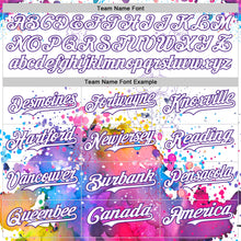 Load image into Gallery viewer, Custom White Purple 3D Pattern Design Graffiti Splash And Constellation Space Galaxy Star Authentic Baseball Jersey
