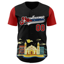 Load image into Gallery viewer, Custom Black Red White-Cuban Flag 3D Cuba Santiago Authentic Baseball Jersey
