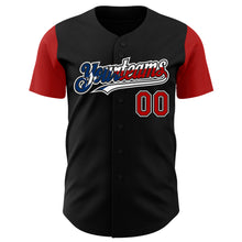 Load image into Gallery viewer, Custom Black Red White-Puerto Rican Flag 3D Puerto Rico Authentic Baseball Jersey
