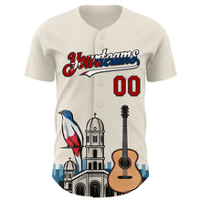 Load image into Gallery viewer, Custom Cream Red Black-Cuban Flag 3D Cuba Santiago Authentic Baseball Jersey
