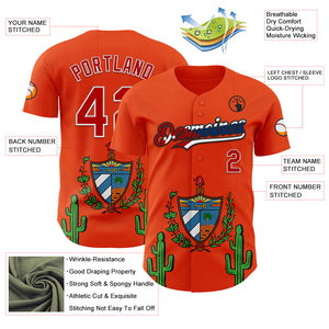 Custom Orange Red White Cuban Flag-Black 3D Cuba Authentic Baseball Jersey