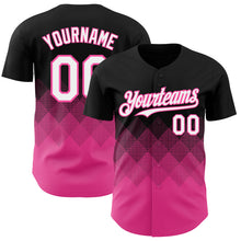 Load image into Gallery viewer, Custom Black White-Pink 3D Gradient Square Shape Authentic Baseball Jersey
