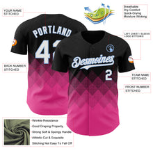 Load image into Gallery viewer, Custom Black White Pink-Light Blue 3D Gradient Square Shape Authentic Baseball Jersey
