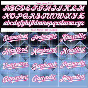 Custom Black White Light Blue-Pink 3D Gradient Square Shape Authentic Baseball Jersey