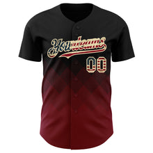 Load image into Gallery viewer, Custom Black Vintage USA Flag Crimson-Cream 3D Gradient Square Shape Authentic Baseball Jersey
