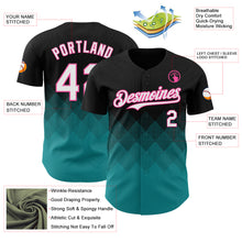 Load image into Gallery viewer, Custom Black White Teal-Pink 3D Gradient Square Shape Authentic Baseball Jersey
