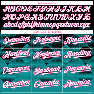 Custom Black White Teal-Pink 3D Gradient Square Shape Authentic Baseball Jersey