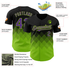 Load image into Gallery viewer, Custom Black Purple-Neon Green 3D Gradient Square Shape Authentic Baseball Jersey
