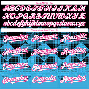 Custom Black White Sky Blue-Pink 3D Gradient Square Shape Authentic Baseball Jersey