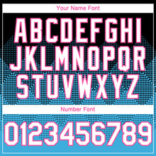 Load image into Gallery viewer, Custom Black White Sky Blue-Pink 3D Gradient Square Shape Authentic Baseball Jersey
