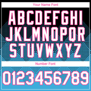 Custom Black White Sky Blue-Pink 3D Gradient Square Shape Authentic Baseball Jersey