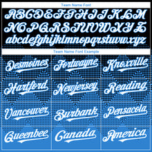 Load image into Gallery viewer, Custom Black White-Electric Blue 3D Gradient Square Shape Authentic Baseball Jersey
