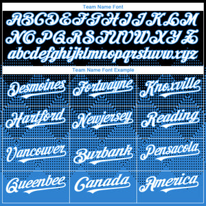 Custom Black White-Electric Blue 3D Gradient Square Shape Authentic Baseball Jersey