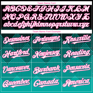 Custom Black White Aqua-Pink 3D Gradient Square Shape Authentic Baseball Jersey