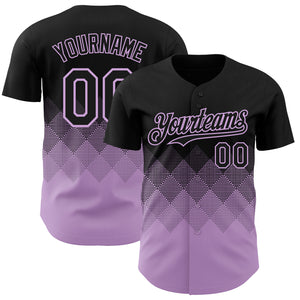 Custom Black Light Purple 3D Gradient Square Shape Authentic Baseball Jersey