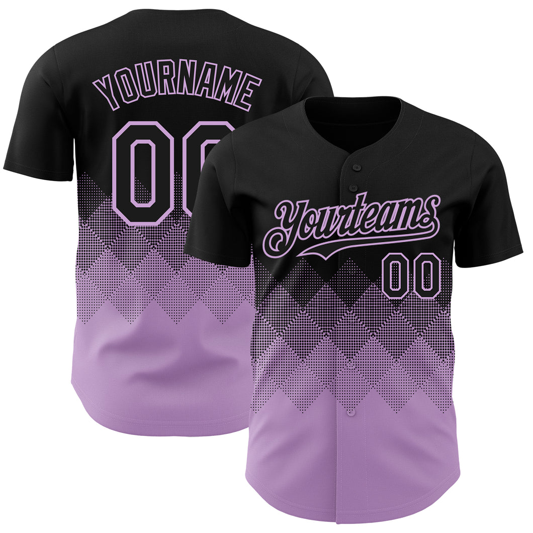 Custom Black Light Purple 3D Gradient Square Shape Authentic Baseball Jersey