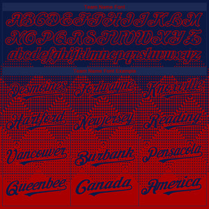 Custom Navy Red 3D Gradient Square Shape Authentic Baseball Jersey