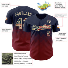 Load image into Gallery viewer, Custom Navy Vintage USA Flag Crimson-Cream 3D Gradient Square Shape Authentic Baseball Jersey
